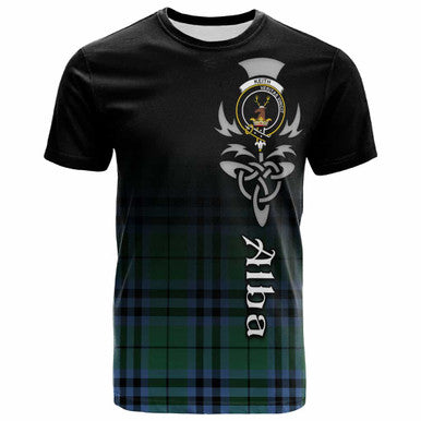 Scottish Keith Clan Crest Tartan T-Shirt - Alba Gu Brath Family Crest Celtic Inspired Front Side Tartan Plaid