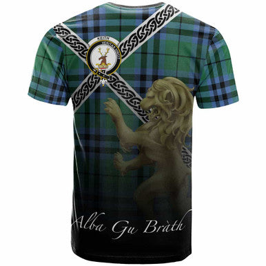 Scottish Keith Clan Crest Tartan T-Shirt - Celtic With Scotland Lion Back Side Tartan Plaid