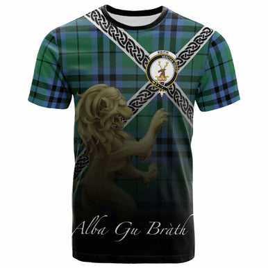 Scottish Keith Clan Crest Tartan T-Shirt - Celtic With Scotland Lion Front Side Tartan Plaid