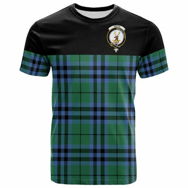 Scottish Keith Clan Crest Tartan T-Shirt - Horizontal Style Front Side Tartan Plaid