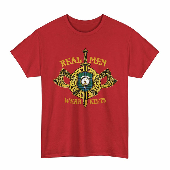 Scottish Keith Clan Crest Tartan T-Shirt Real Men Wear Kilts Tartan Plaid Red Color