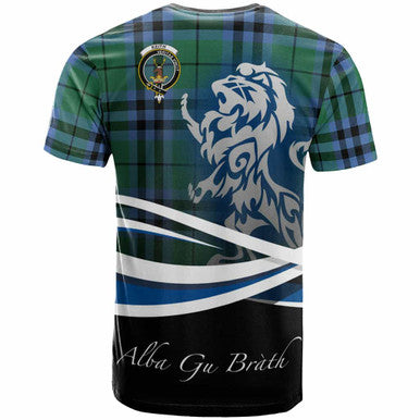 Scottish Keith Clan Crest Tartan T-Shirt - Scotland Lion Back Side Tartan Plaid