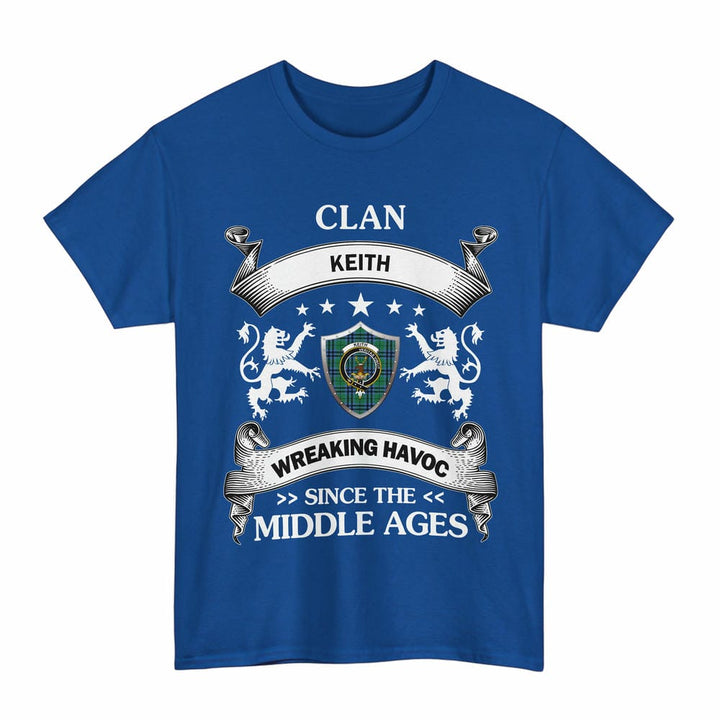Scottish Keith Clan Crest Tartan T-Shirt Wreaking Havoc Design Tartan Plaid Royal Color