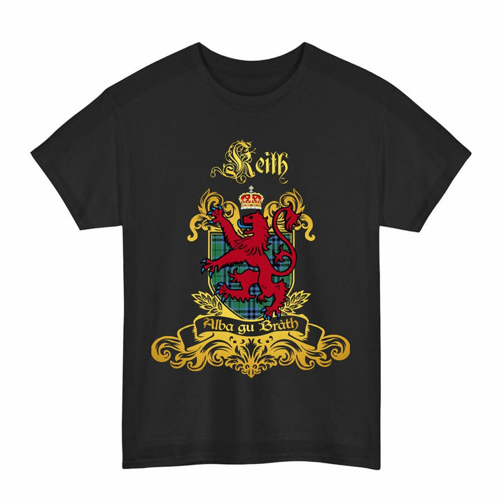 Scottish Keith Clan Tartan Lion Rampant of Scotland T-Shirt Tartan Plaid Black Color