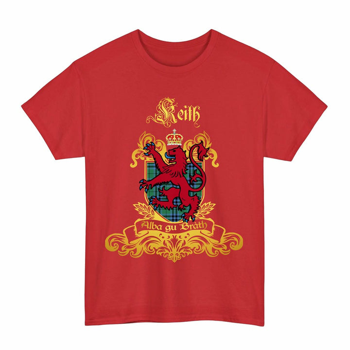 Scottish Keith Clan Tartan Lion Rampant of Scotland T-Shirt Tartan Plaid Red Color