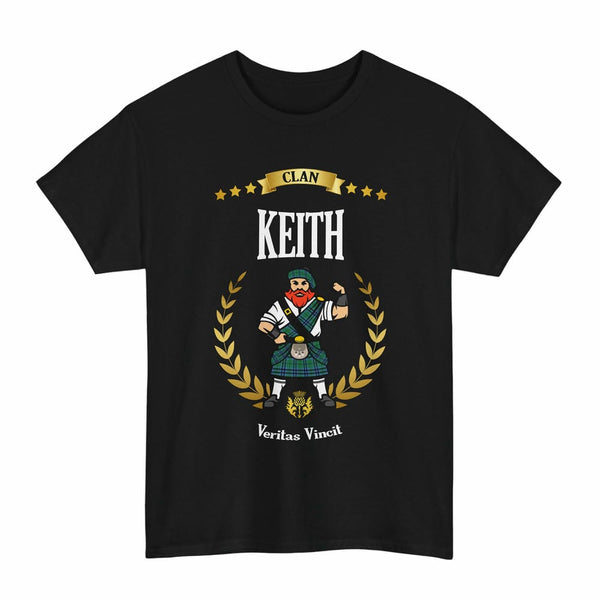 Scottish Keith Clan Tartan T-Shirt - Motto Scotsman Tartan Plaid Black Color