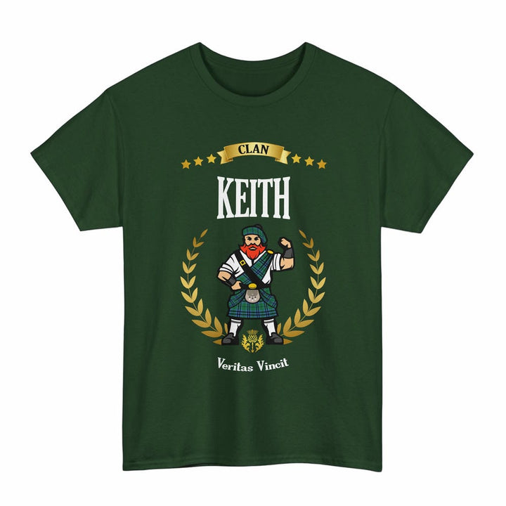 Scottish Keith Clan Tartan T-Shirt - Motto Scotsman Tartan Plaid Forest Green Color