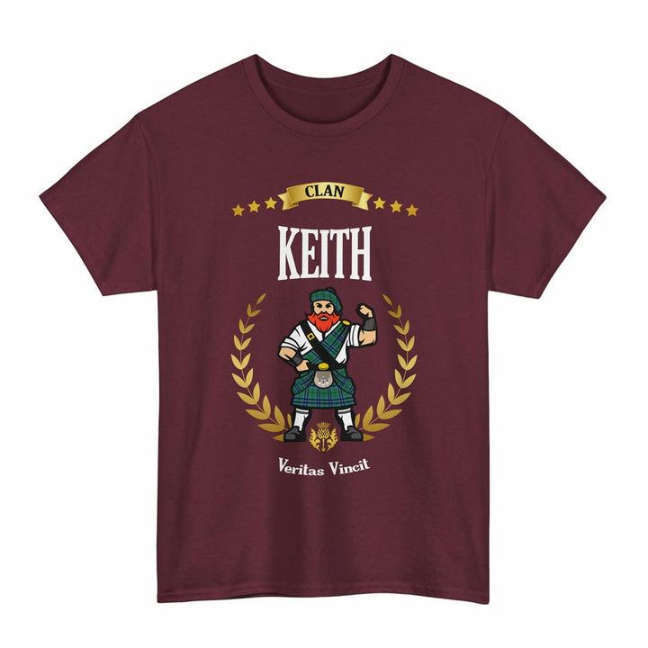 Scottish Keith Clan Tartan T-Shirt - Motto Scotsman Tartan Plaid Maroon Color