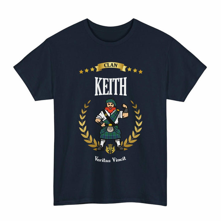 Scottish Keith Clan Tartan T-Shirt - Motto Scotsman Tartan Plaid Navy Color
