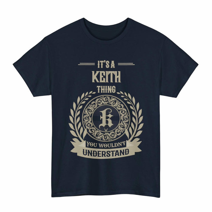 Scottish Keith Clan Tartan T-Shirt - Vintage Family Name Tartan Plaid Navy Color