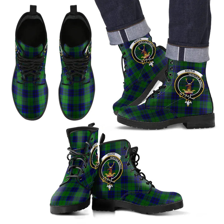 Scottish Keith Modern Clan Crest Tartan Leather Boots
