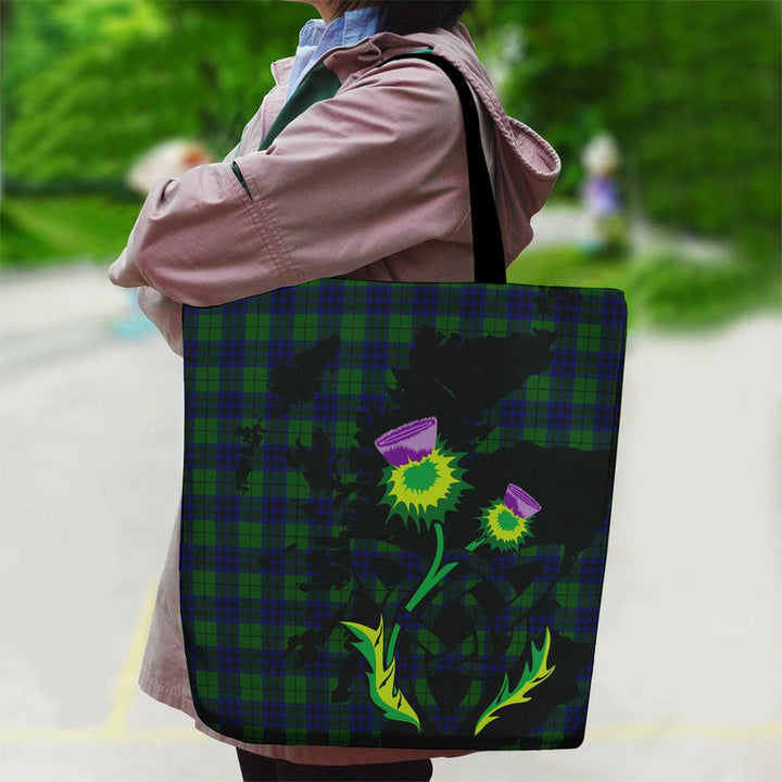 Scottish Keith Modern Clan Tartan Canvas Bag With Shoulder Strap With Thistle Tartan Plaid 2