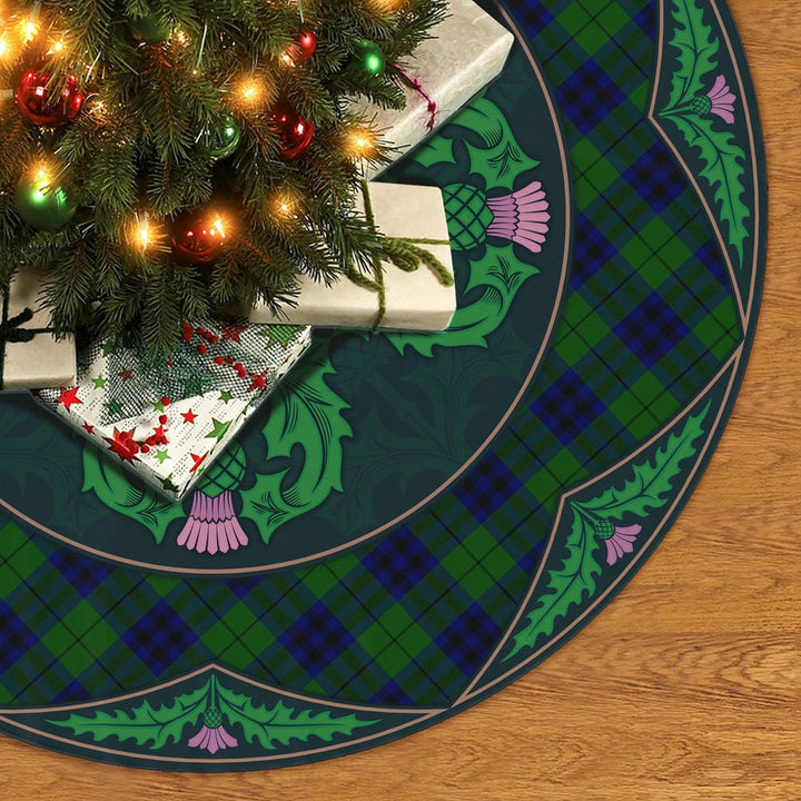 Scottish Keith Modern Clan Tartan Christmas Tree Skirt Old Scottish Thistle Flower No Tassels Tartan Plaid 2