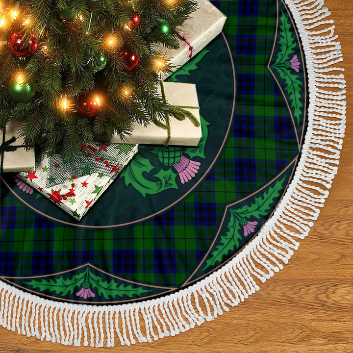 Scottish Keith Modern Clan Tartan Christmas Tree Skirt Old Scottish Thistle Flower Tassels Tartan Plaid 2