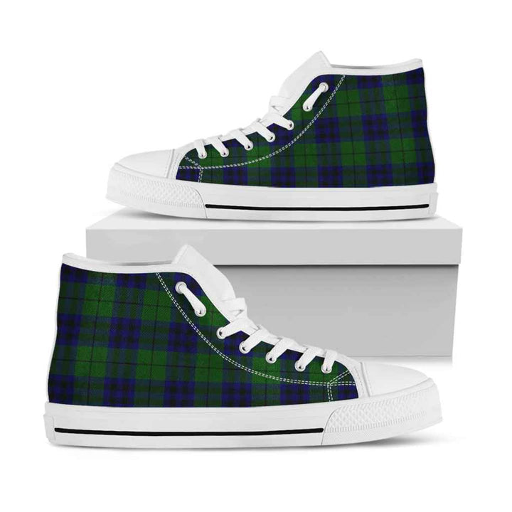 Scottish Keith Modern Clan Tartan High Top Shoes White Sole Tartan Plaid