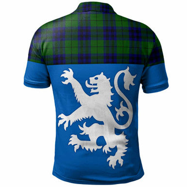 Scottish Keith Modern Clan Tartan Polo Shirt - Lion Rampant of Scotland With Flag Back Side Tartan Plaid