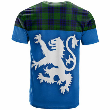 Scottish Keith Modern Clan Tartan T-Shirt - Lion Rampant of Scotland With Flag Back Side Tartan Plaid