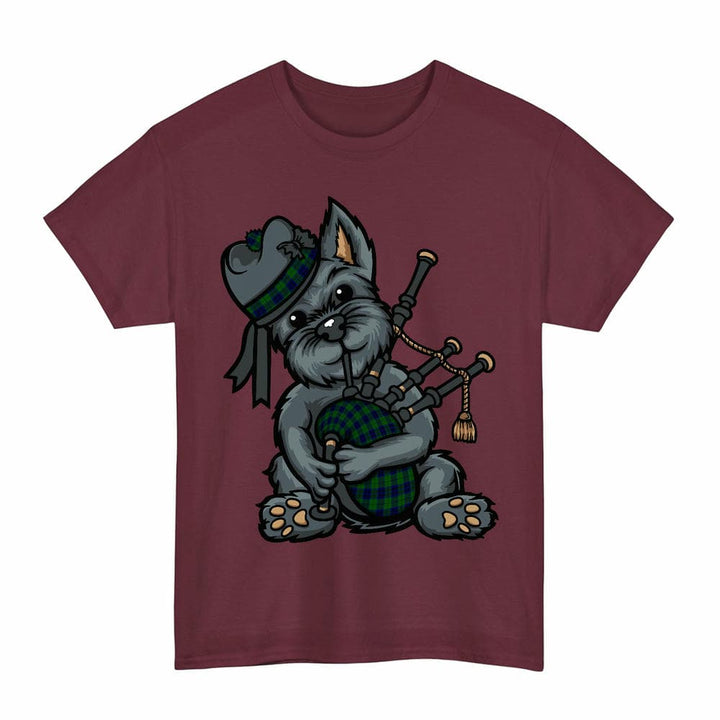 Scottish Keith Modern Clan Tartan Terrier Bagpipes T-Shirt Tartan Plaid Maroon Color