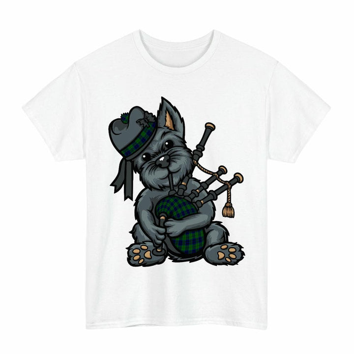 Scottish Keith Modern Clan Tartan Terrier Bagpipes T-Shirt Tartan Plaid White Color