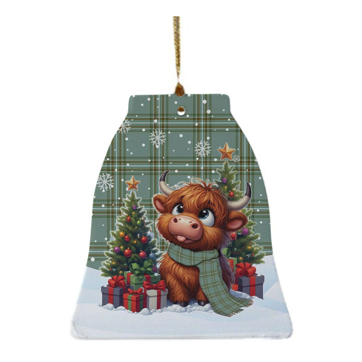 Scottish Kelly Dress Clan Tartan Ceramic Ornament Cute Highland Cow Christmas Bell Style Tartan Plaid