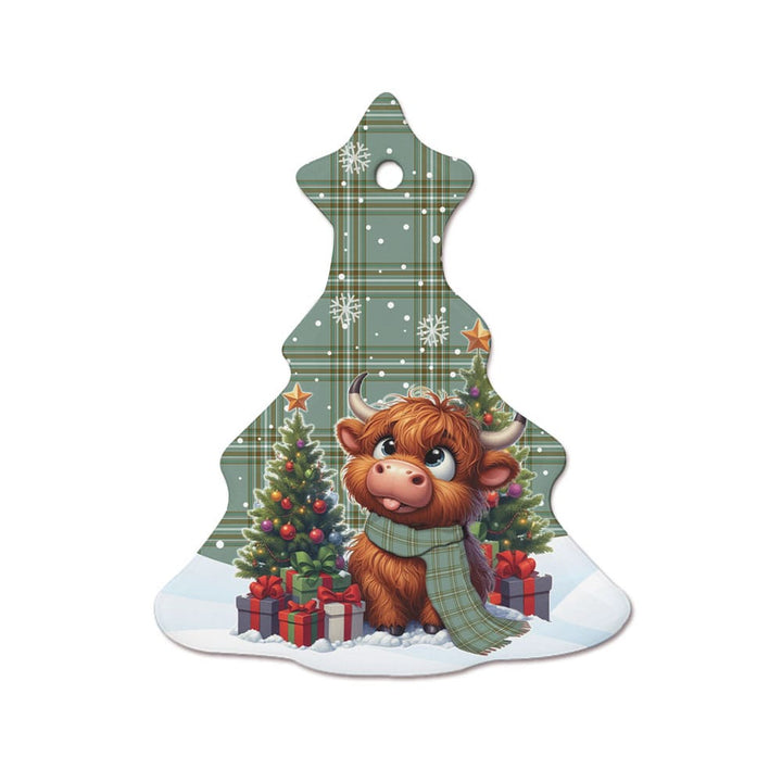 Scottish Kelly Dress Clan Tartan Ceramic Ornament Cute Highland Cow Christmas Tree Style Tartan Plaid