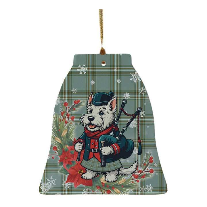 Scottish Kelly Dress Clan Tartan Ceramic Ornament Cute Scottish Terrier Dog Bell Style Tartan Plaid