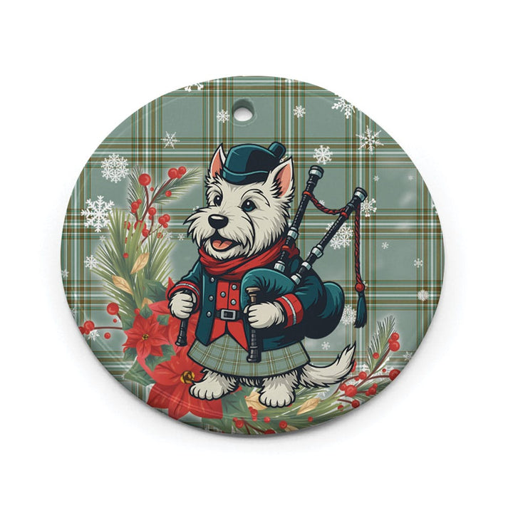 Scottish Kelly Dress Clan Tartan Ceramic Ornament Cute Scottish Terrier Dog Circle Style Tartan Plaid