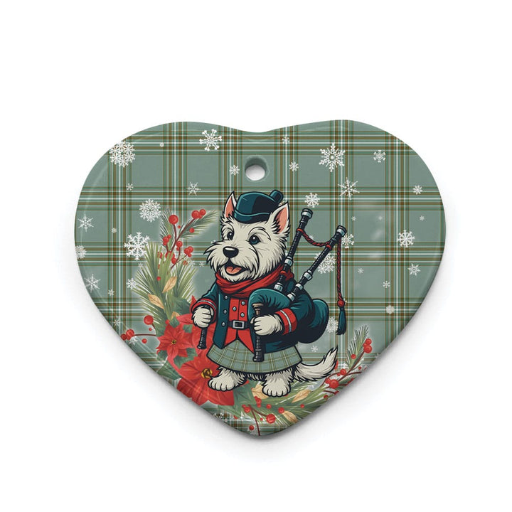Scottish Kelly Dress Clan Tartan Ceramic Ornament Cute Scottish Terrier Dog Heart Style Tartan Plaid