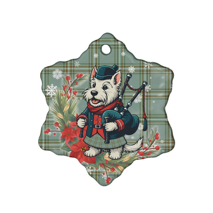 Scottish Kelly Dress Clan Tartan Ceramic Ornament Cute Scottish Terrier Dog Snow Flake Style Tartan Plaid