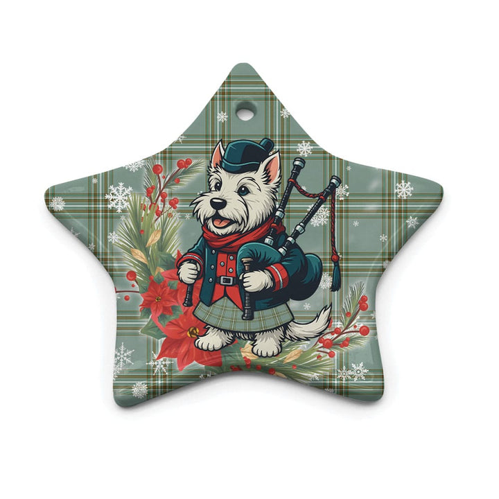 Scottish Kelly Dress Clan Tartan Ceramic Ornament Cute Scottish Terrier Dog Star Style Tartan Plaid
