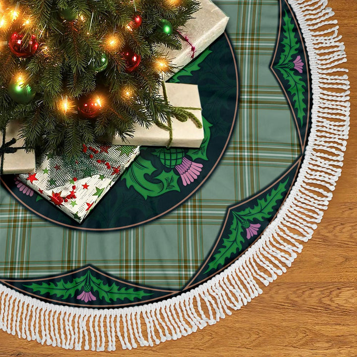 Scottish Kelly Dress Clan Tartan Christmas Tree Skirt Old Scottish Thistle Flower Tassels Tartan Plaid 2