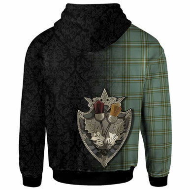 Scottish Kelly Dress Clan Tartan Hoodie - Half Thistle Flowers Celtic Design Back Side Tartan Plaid
