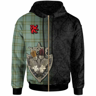 Scottish Kelly Dress Clan Tartan Hoodie - Half Thistle Flowers Celtic Design Zip-up Tartan Plaid