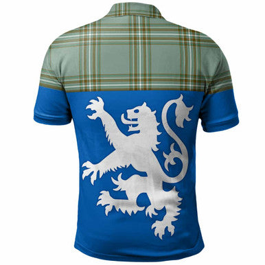 Scottish Kelly Dress Clan Tartan Polo Shirt - Lion Rampant of Scotland With Flag Back Side Tartan Plaid
