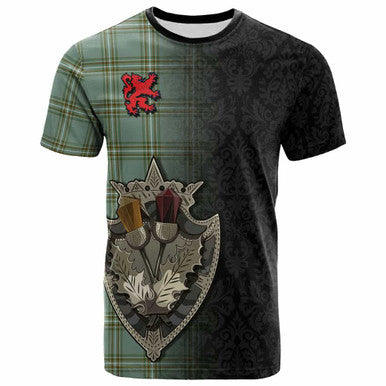 Scottish Kelly Dress Clan Tartan T-Shirt - Half Thistle Flowers Celtic Design Front Side Tartan Plaid