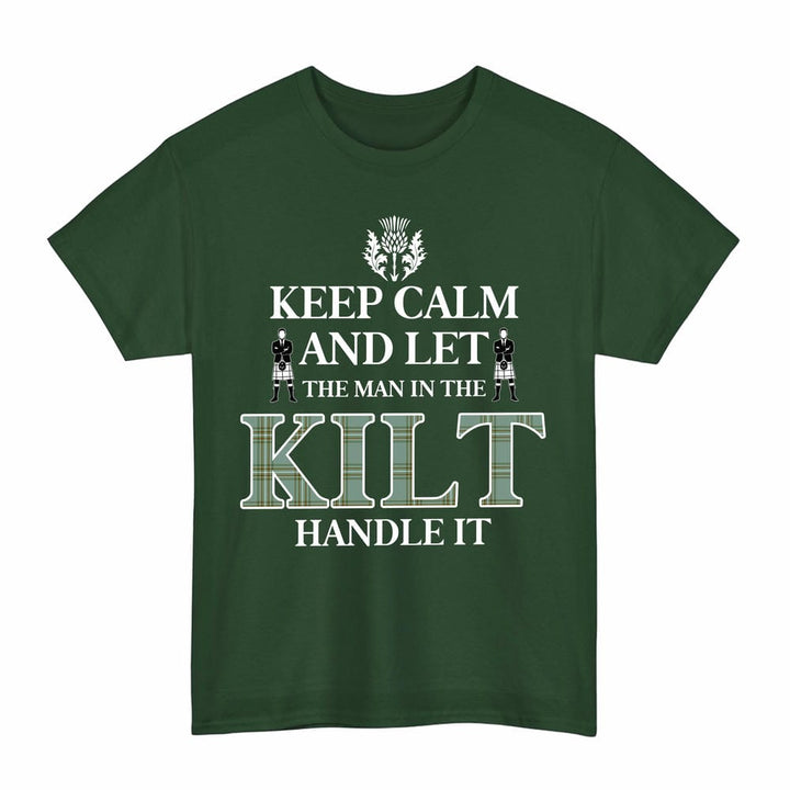 Scottish Kelly Dress Clan Tartan T-Shirt - Keep Calm Tartan Plaid Forest Green Color