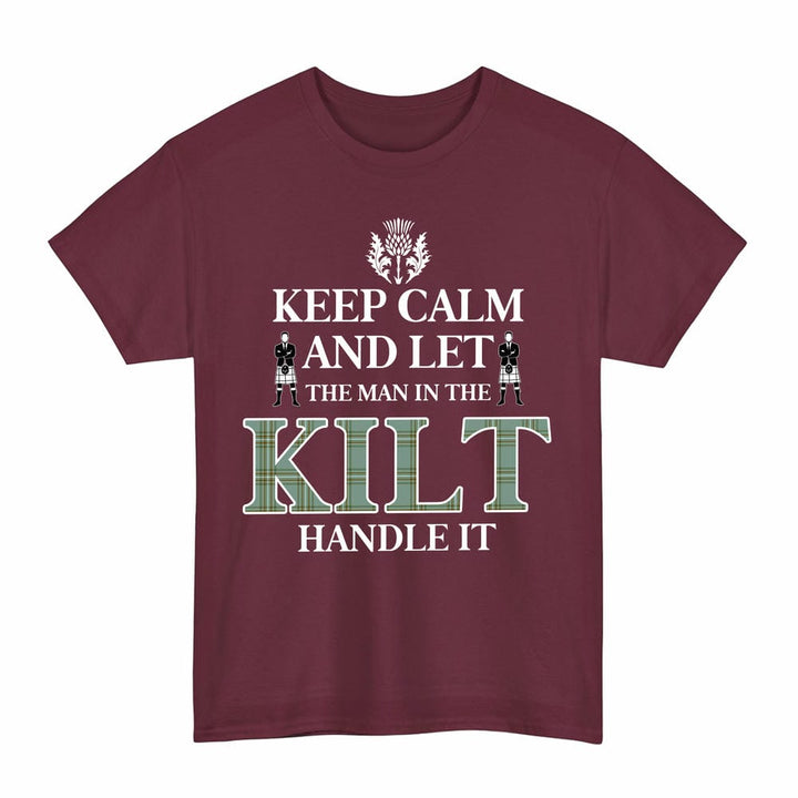 Scottish Kelly Dress Clan Tartan T-Shirt - Keep Calm Tartan Plaid Maroon Color