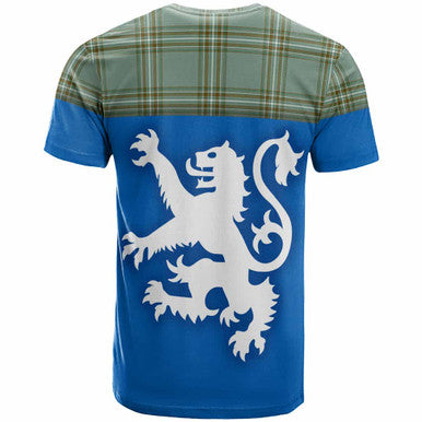 Scottish Kelly Dress Clan Tartan T-Shirt - Lion Rampant of Scotland With Flag Back Side Tartan Plaid