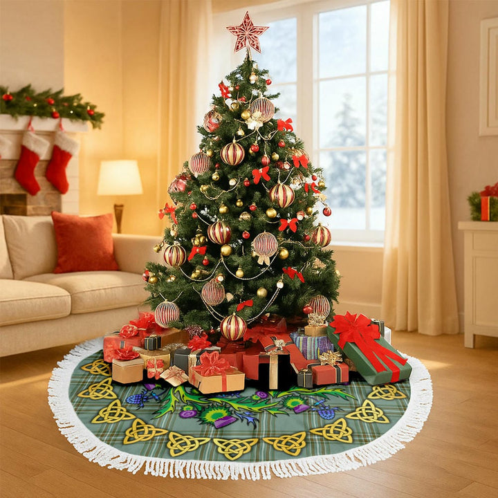 Scottish Kelly Dress Clan Tartan Thistle Celtic Knot Christmas Tree Skirt Tassels Tartan Plaid 3