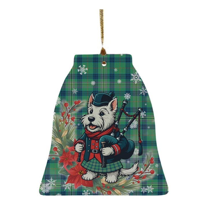 Scottish Kennedy Ancient Clan Tartan Ceramic Ornament Cute Scottish Terrier Dog Bell Style Tartan Plaid