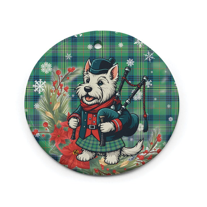 Scottish Kennedy Ancient Clan Tartan Ceramic Ornament Cute Scottish Terrier Dog Circle Style Tartan Plaid