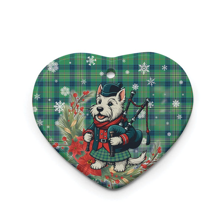 Scottish Kennedy Ancient Clan Tartan Ceramic Ornament Cute Scottish Terrier Dog Heart Style Tartan Plaid