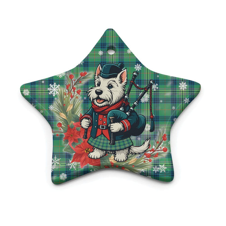 Scottish Kennedy Ancient Clan Tartan Ceramic Ornament Cute Scottish Terrier Dog Star Style Tartan Plaid
