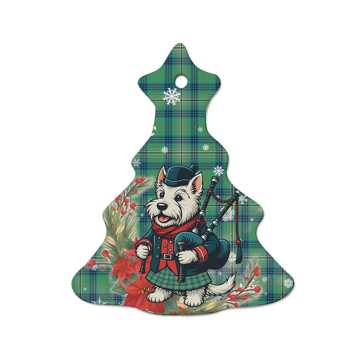 Scottish Kennedy Ancient Clan Tartan Ceramic Ornament Cute Scottish Terrier Dog Tree Style Tartan Plaid