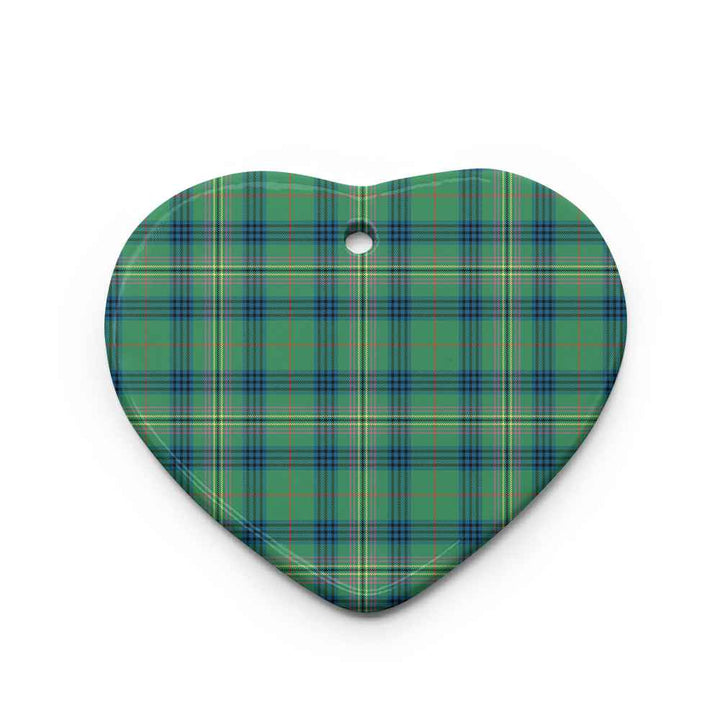 Scottish Kennedy Ancient Clan Tartan Ceramic Ornament Heart Shape Tartan Plaid