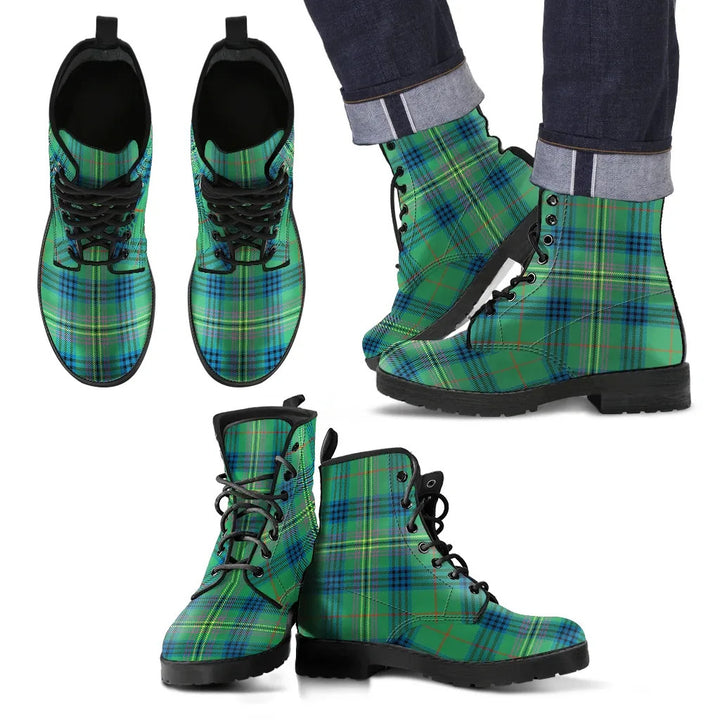 Scottish Kennedy Ancient Clan Tartan Leather Boots