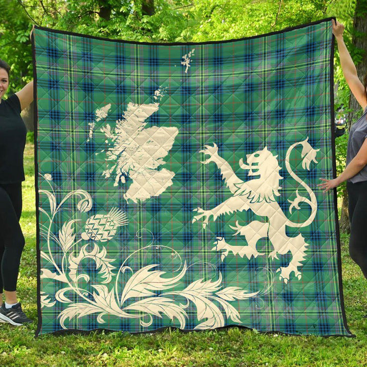 Scottish Kennedy Ancient Clan Tartan Quilt Rampant Lion with Thistle Tartan Plaid 1