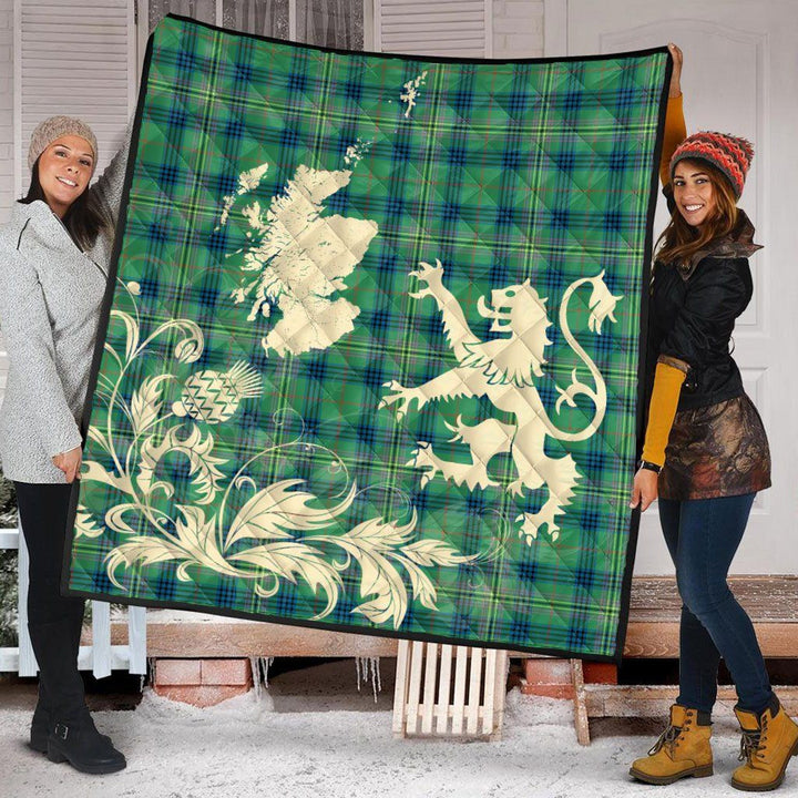 Scottish Kennedy Ancient Clan Tartan Quilt Rampant Lion with Thistle Tartan Plaid 2
