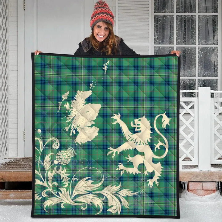 Scottish Kennedy Ancient Clan Tartan Quilt Rampant Lion with Thistle Tartan Plaid 3