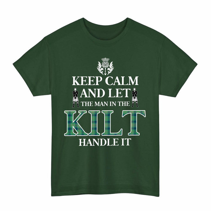 Scottish Kennedy Ancient Clan Tartan T-Shirt - Keep Calm Tartan Plaid Forest Green Color